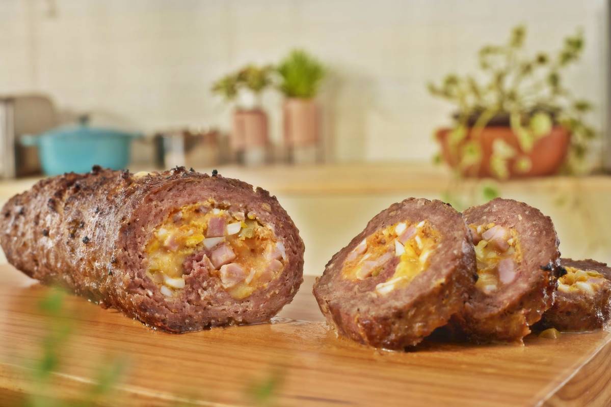 Rocambole de Carne na Airfryer